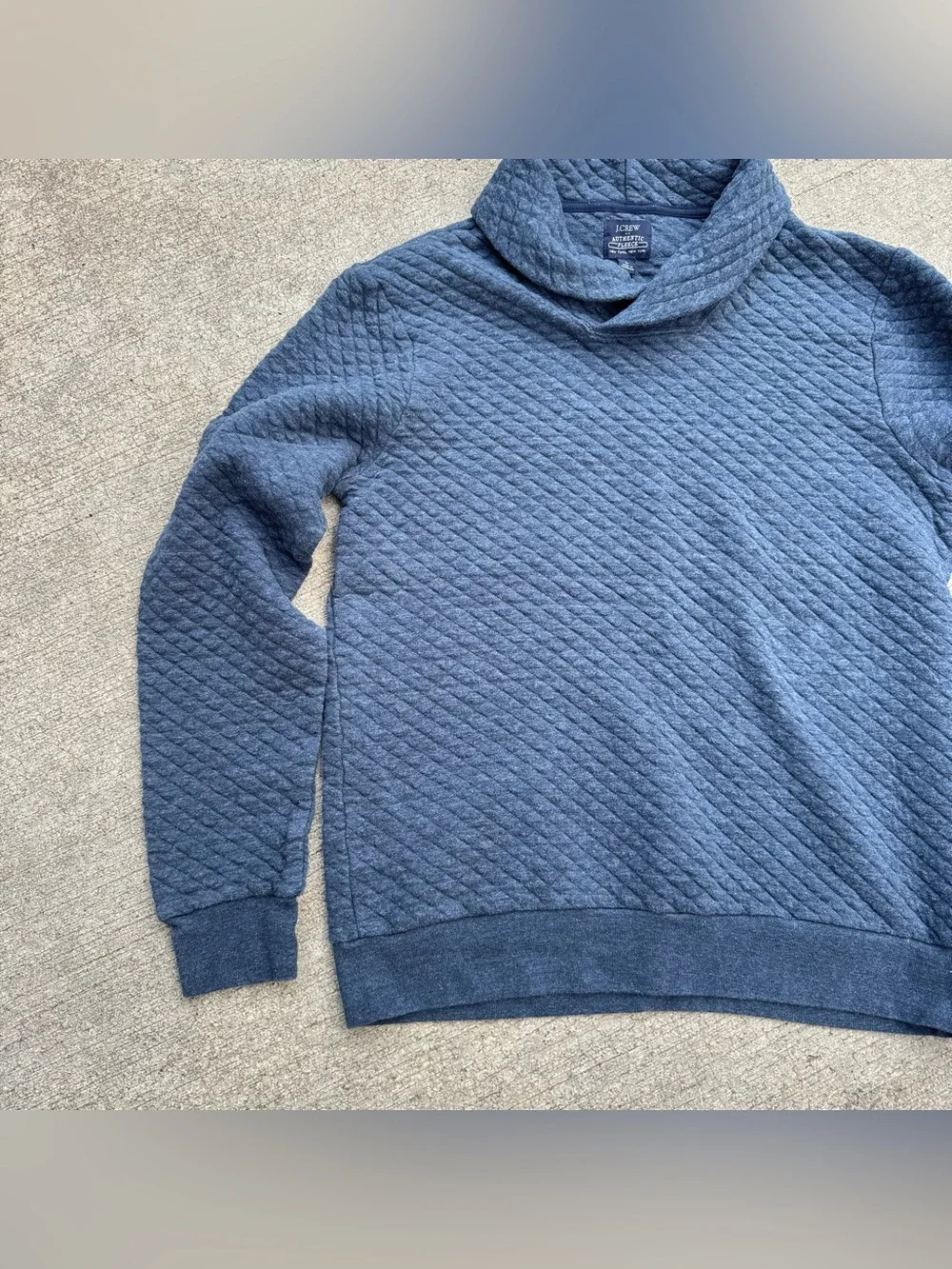 J.Crew Quilted Shawl Collar Blue Nebula Men’s Pullover Sweater Size Large BU376